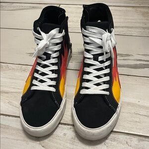 Mens Zara High-Top Sneakers with Red and Yellow Accents